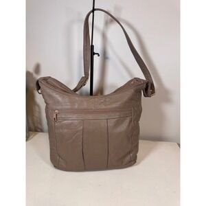 Californian Macasa Lamb Leather Hobo Bag Taupe Brown Shoulder Purse